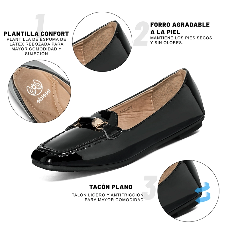 MOCASIN CASUAL MUJER VINTAGE CHAROL PLANO WEIDE YOU509 - 8