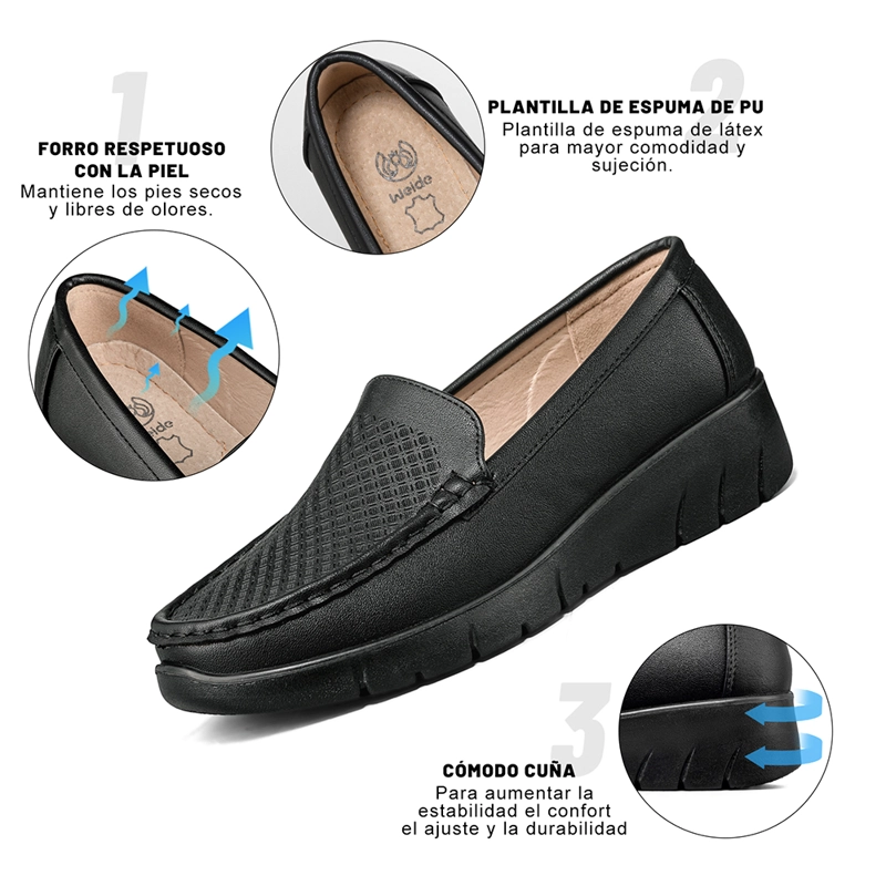 MOCASIN CASUAL MUJER CLASICO COMODO ECO CUERO WEIDE JML12 - 5