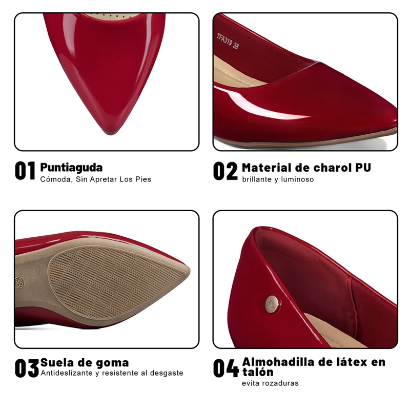 ZAPATO DE TACO PU ACHAROLADO MUJER WEIDE TFA319 - 9