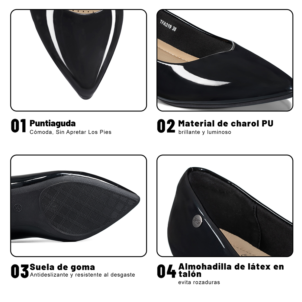 ZAPATO DE TACO PU ACHAROLADO MUJER WEIDE TFA319 - 9