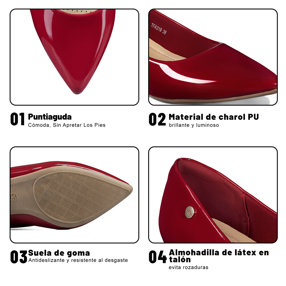 ZAPATO DE TACO PU ACHAROLADO MUJER WEIDE TFA319 - 9