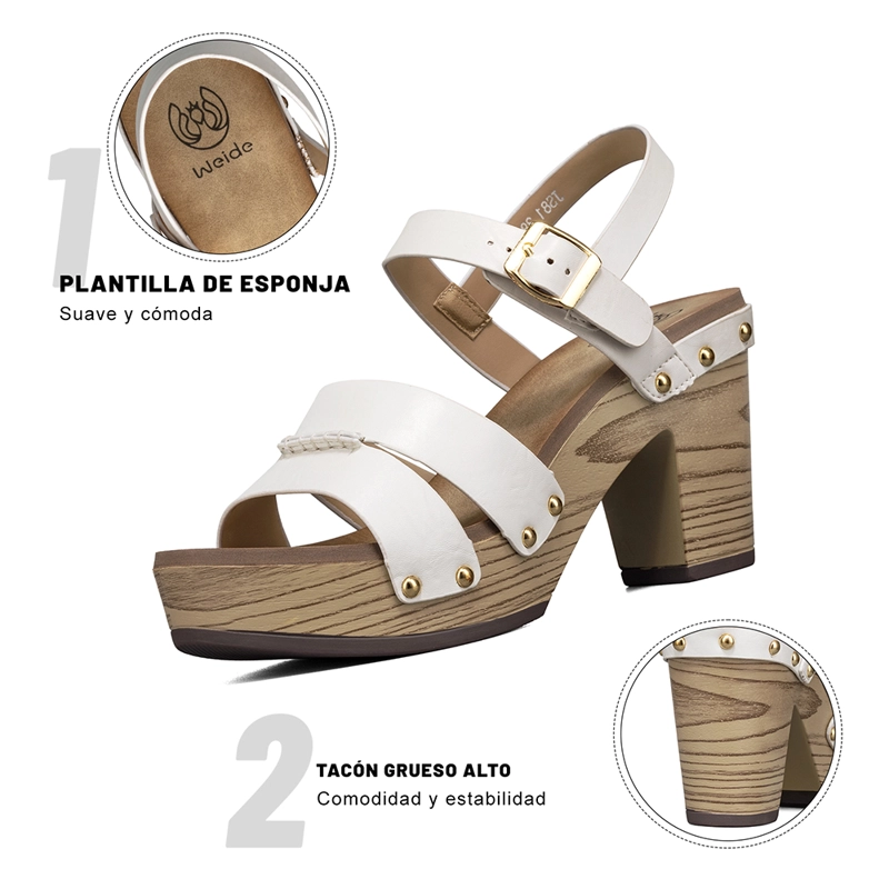 SANDALIA CASUAL TACO GRUESO VINTAGE MUJER WEIDE JS81 - 7