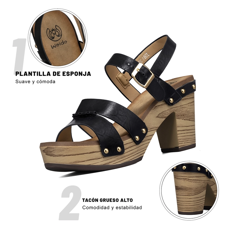 SANDALIA CASUAL TACO GRUESO VINTAGE MUJER WEIDE JS81 - 7
