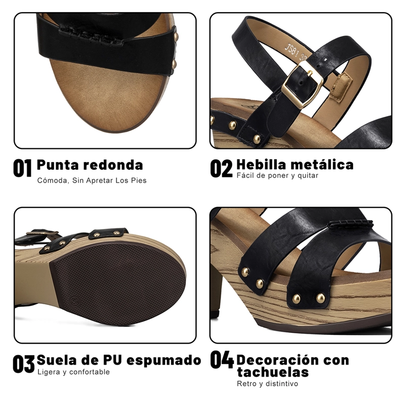 SANDALIA CASUAL TACO GRUESO VINTAGE MUJER WEIDE JS81 - 8