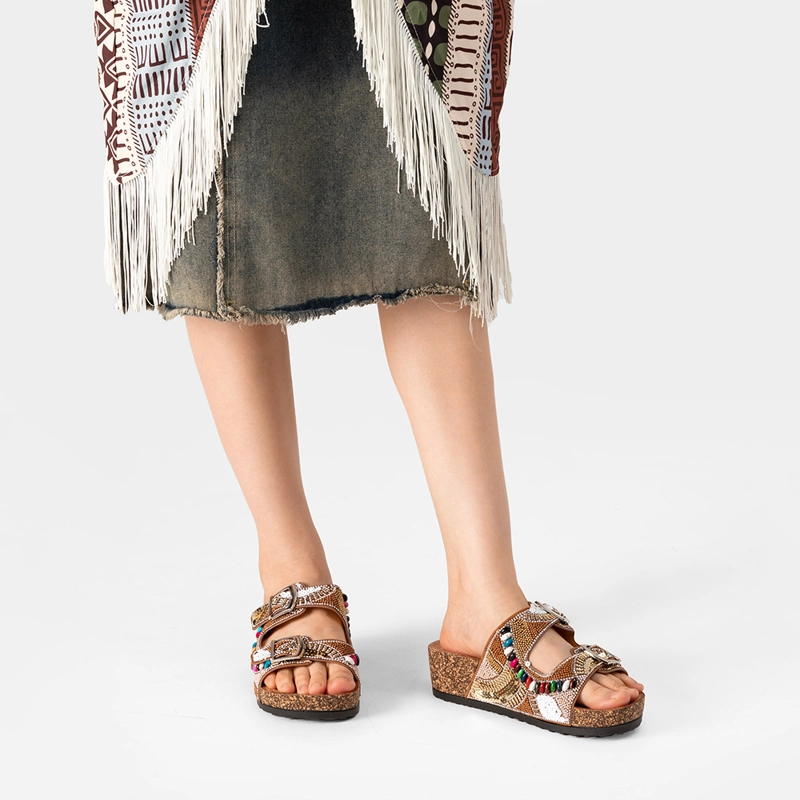 SANDALIAS CHALAS MUJER VINTAGE CONFORT PEDRERIA WEIDE GH136 - 3