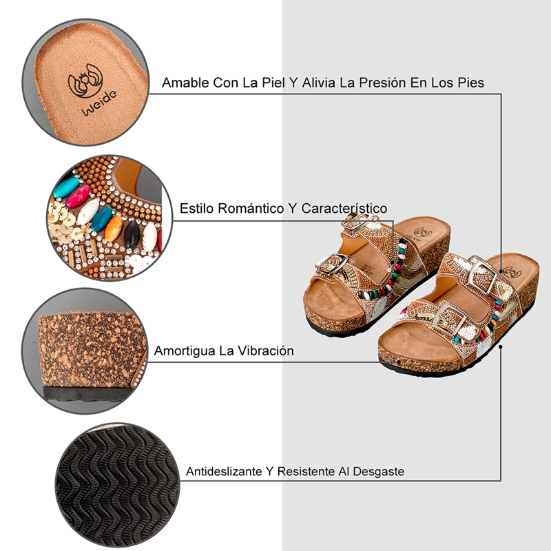 SANDALIAS CHALAS MUJER VINTAGE CONFORT PEDRERIA WEIDE GH136 - 7