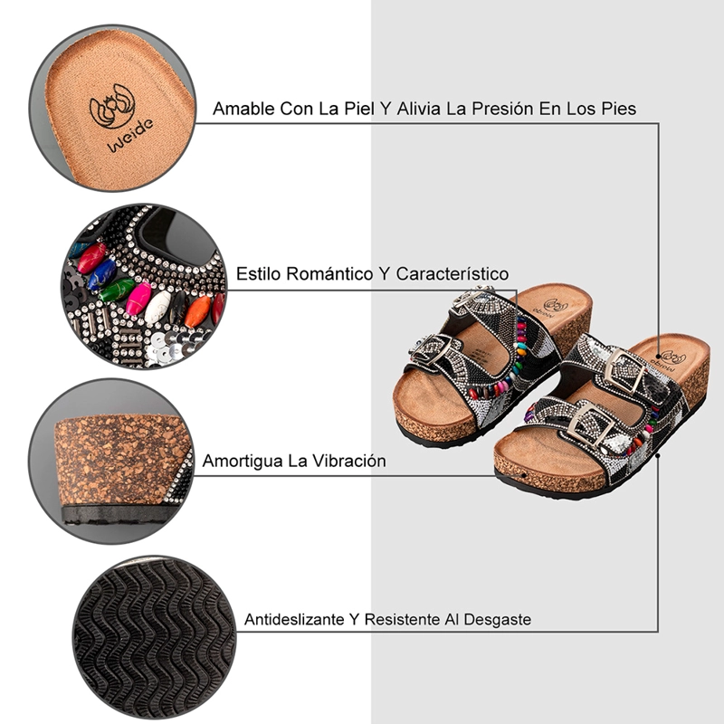 SANDALIAS CHALAS MUJER VINTAGE CONFORT PEDRERIA WEIDE GH136 - 8