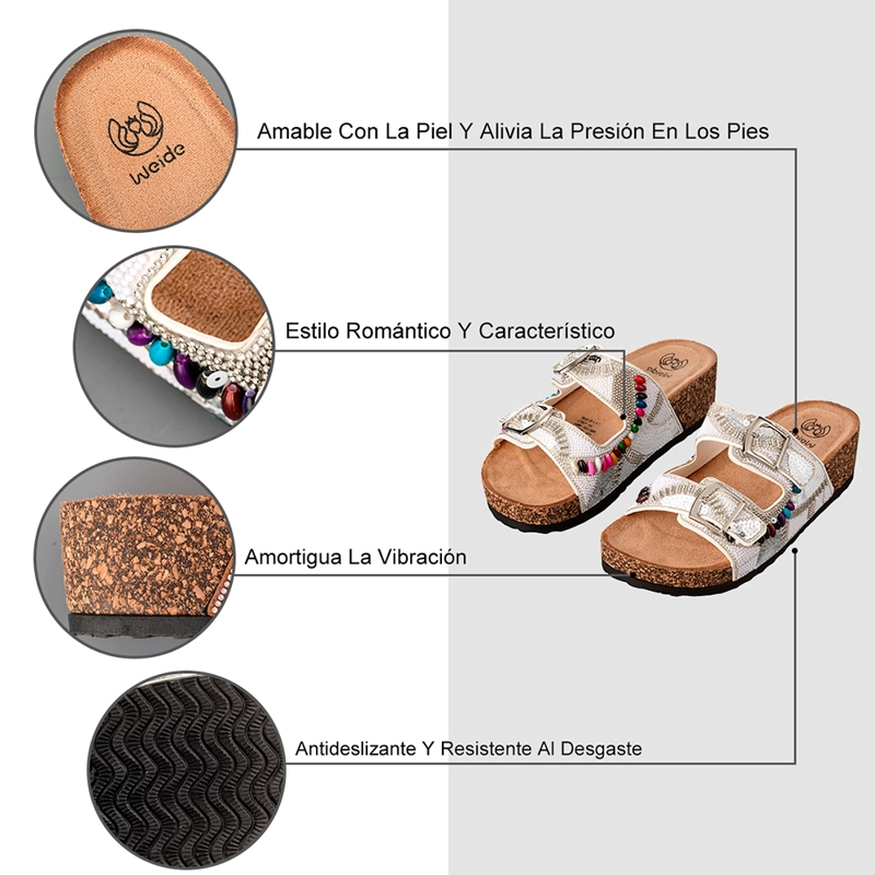 SANDALIAS CHALAS MUJER VINTAGE CONFORT PEDRERIA WEIDE GH136 - 8
