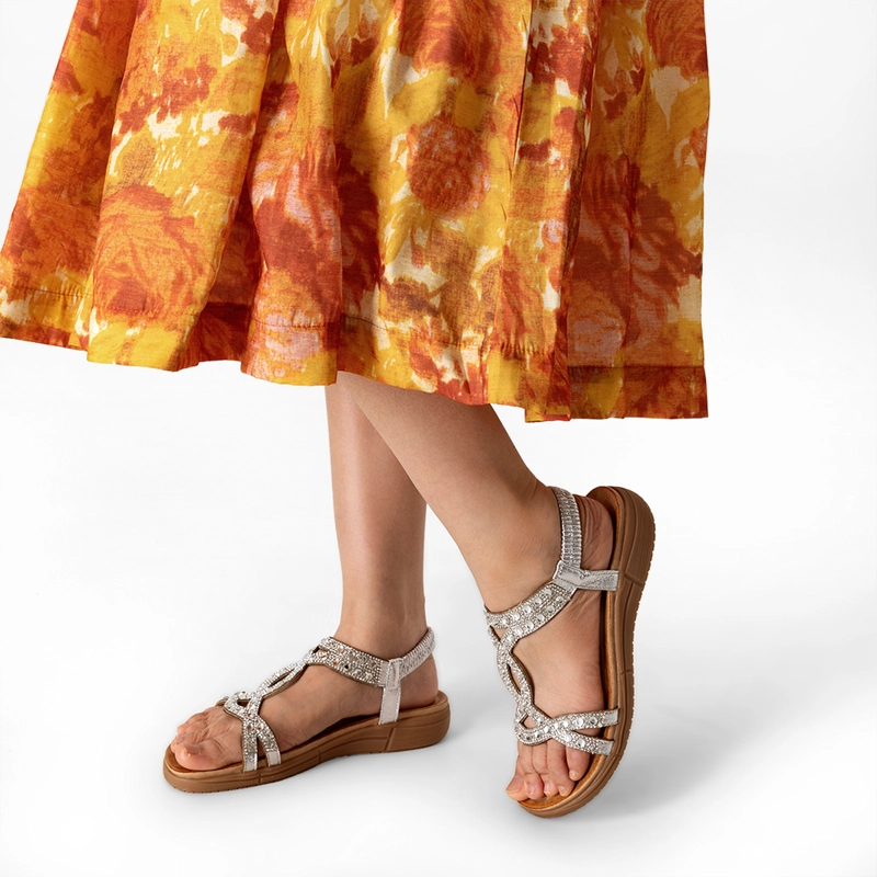 SANDALIA PLANA CASUALES PEDRERIA  MUJER WEIDE JS76 - 2