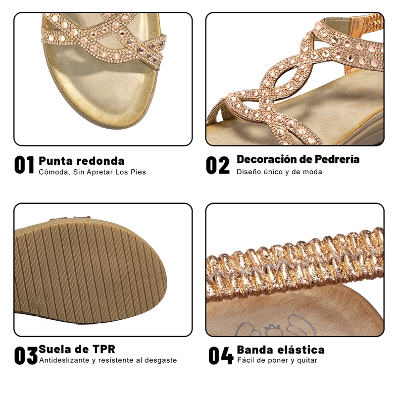 SANDALIA PLANA CASUALES PEDRERIA  MUJER WEIDE JS76 - 9