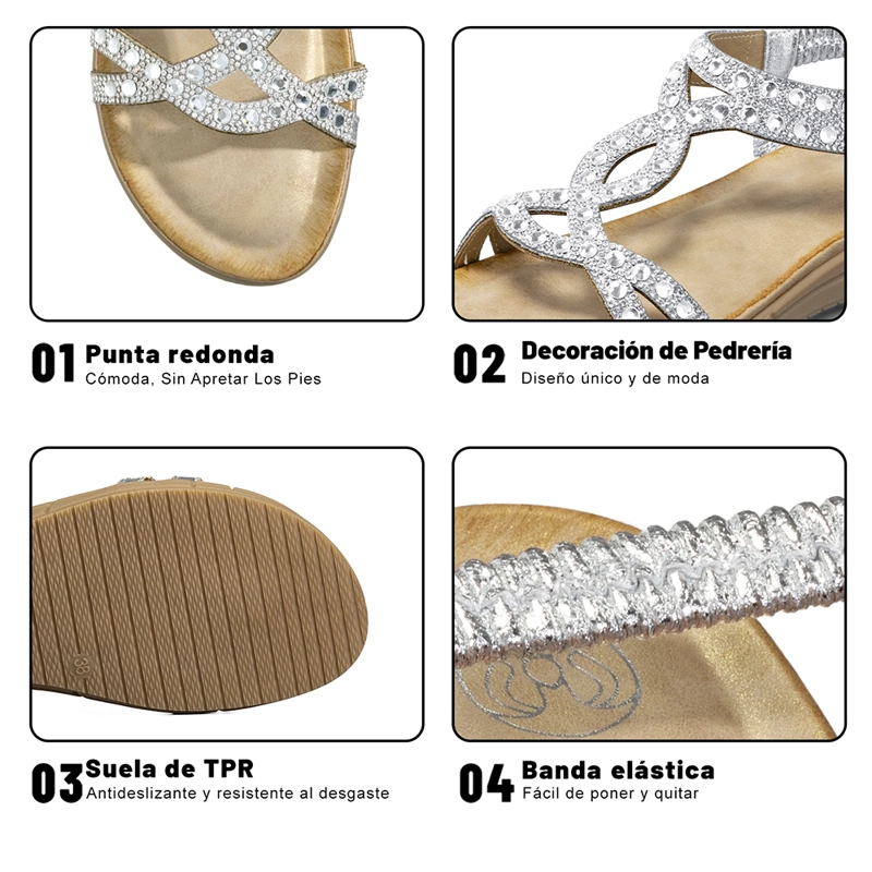 SANDALIA PLANA CASUALES PEDRERIA  MUJER WEIDE JS76 - 9
