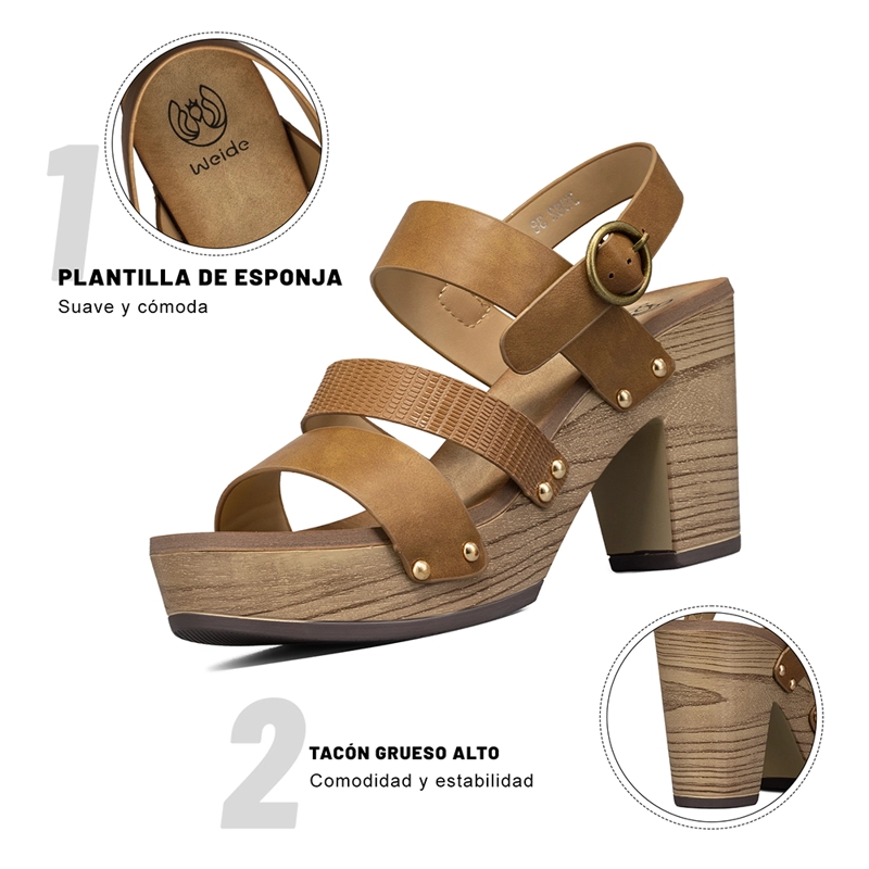 SANDALIA VINTAGE CASUAL TACO GRUESO MUJER WEIDE JS82 - 7