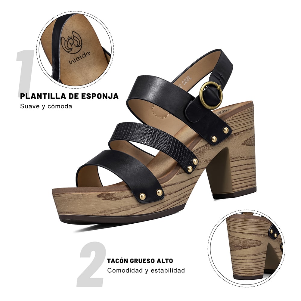 SANDALIA VINTAGE CASUAL TACO GRUESO MUJER WEIDE JS82 - 7