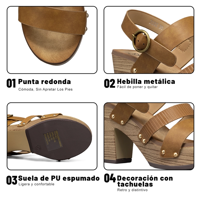 SANDALIA VINTAGE CASUAL TACO GRUESO MUJER WEIDE JS82 - 8