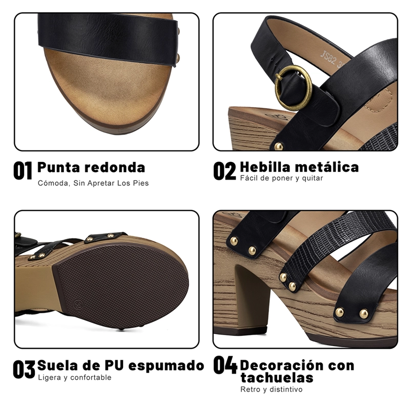 SANDALIA VINTAGE CASUAL TACO GRUESO MUJER WEIDE JS82 - 8