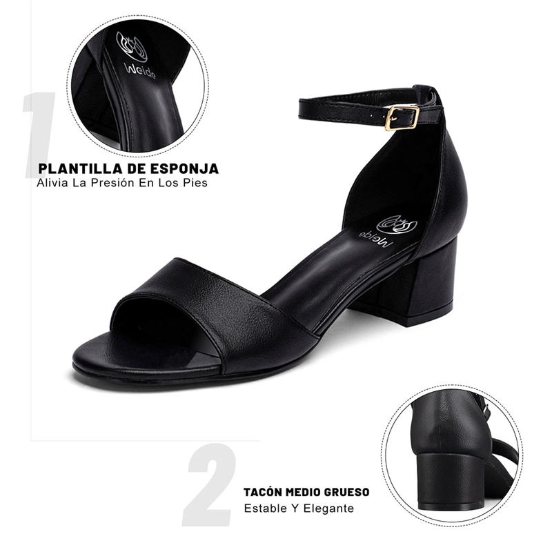 SANDALIA TACO  NEGRA FIESTA MUJER WEIDE QIU238 - 8