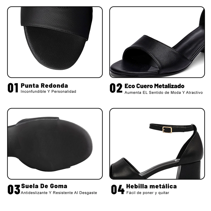 SANDALIA TACO  NEGRA FIESTA MUJER WEIDE QIU238 - 9