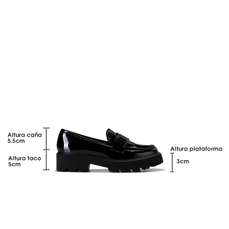 MOCASIN PU ACHAROLADO PLATAFORMA NEGRO CASUAL MUJER WEIDE QIU288 - 7