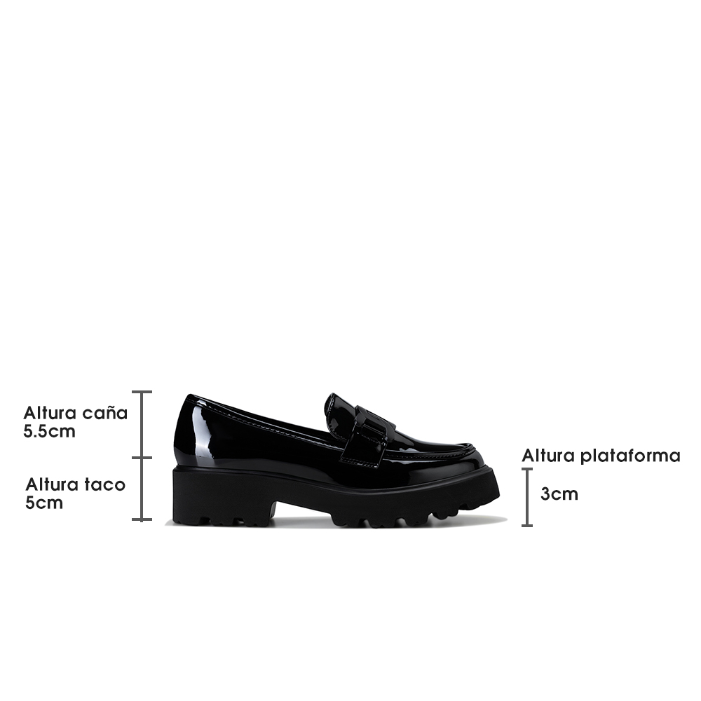 MOCASIN PU ACHAROLADO PLATAFORMA NEGRO CASUAL MUJER WEIDE QIU288 - 7
