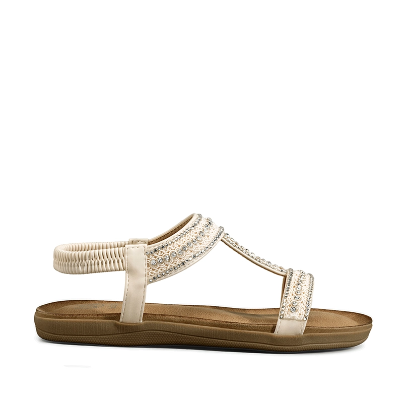 SANDALIA CASUAL PLANA PEDRERIA MUJER WEIDE JN721 - 1
