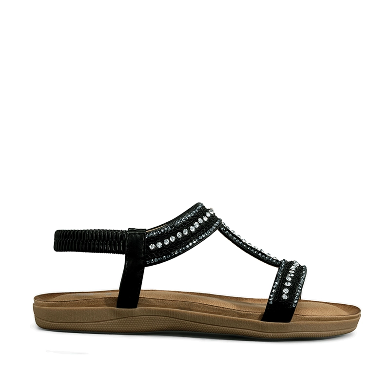 SANDALIA CASUAL PLANA PEDRERIA MUJER WEIDE JN721 - 1