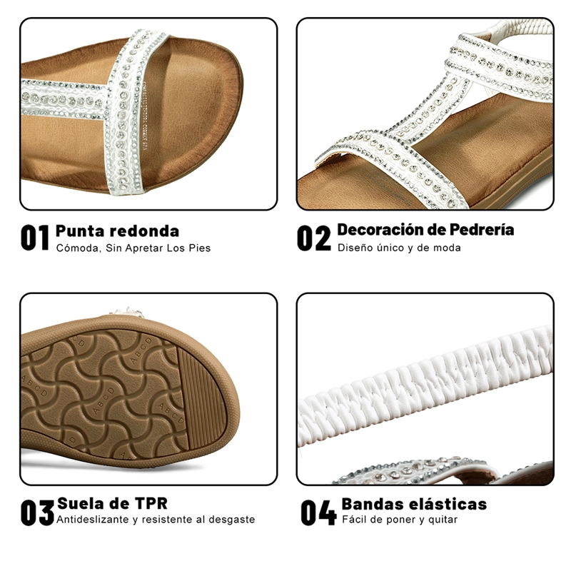 SANDALIA CASUAL PLANA PEDRERIA MUJER WEIDE JN721 - 9