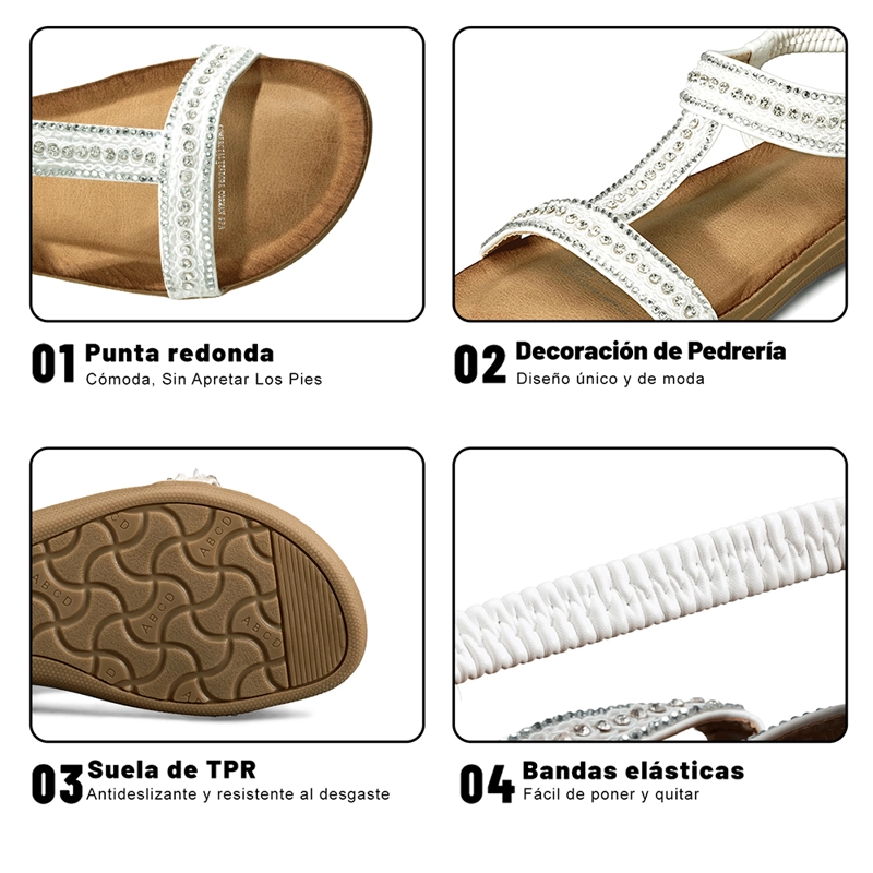 SANDALIA CASUAL PLANA PEDRERIA MUJER WEIDE JN721 - 9