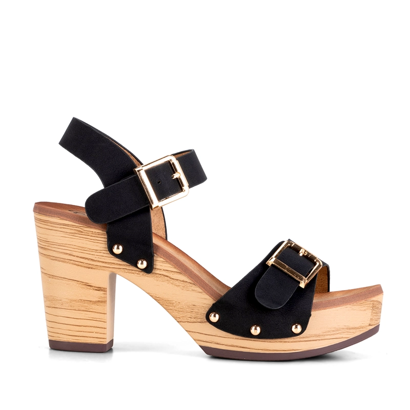SANDALIAS TACO CASUAL NEGRA MUJER WEIDE JS58 - 1