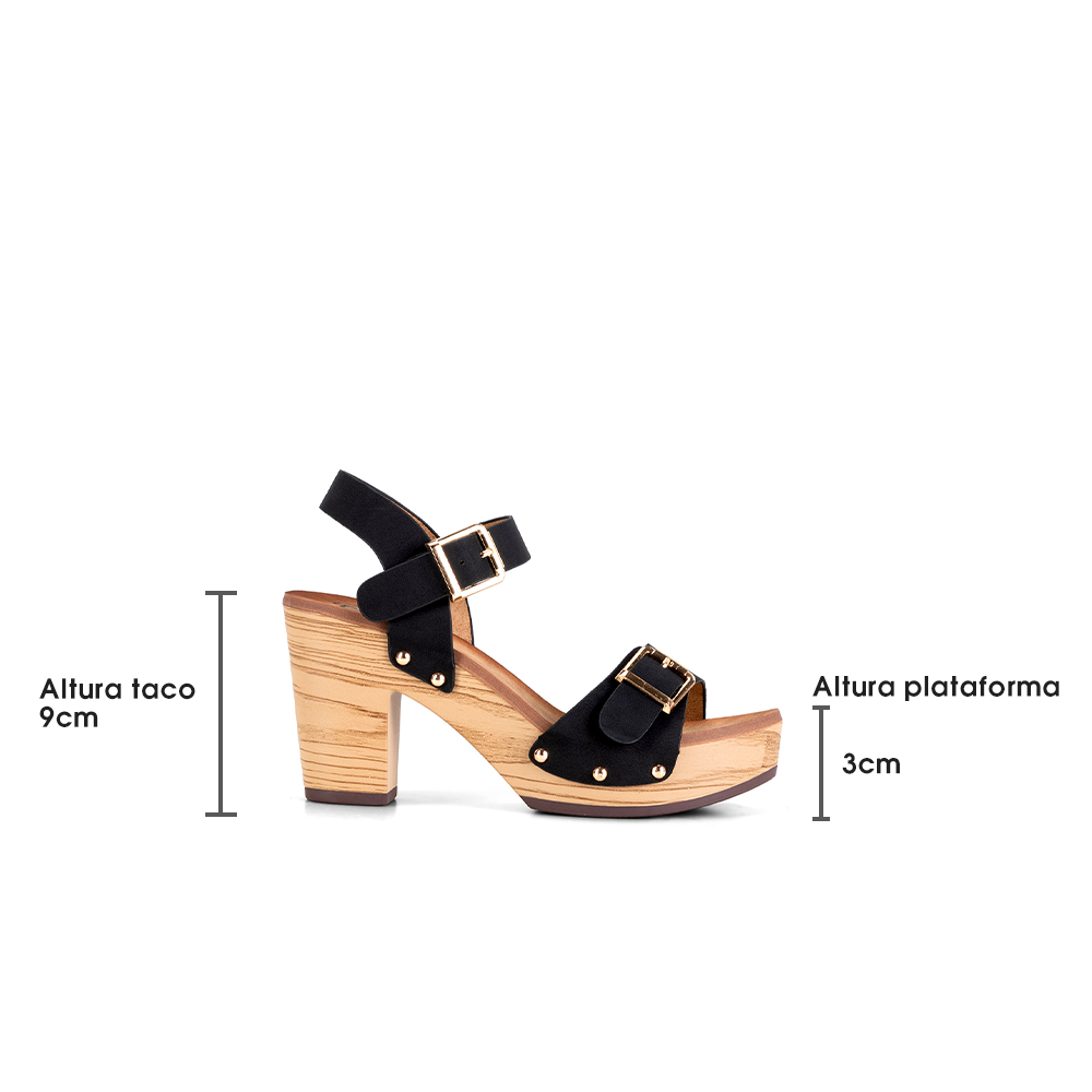 SANDALIAS TACO CASUAL NEGRA MUJER WEIDE JS58 - 7