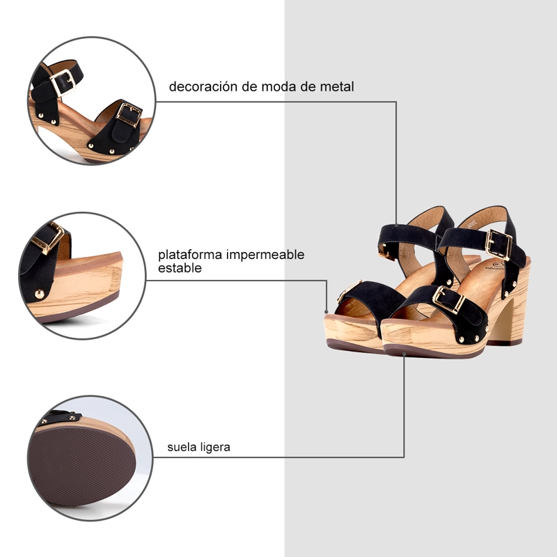 SANDALIAS TACO CASUAL NEGRA MUJER WEIDE JS58 - 8