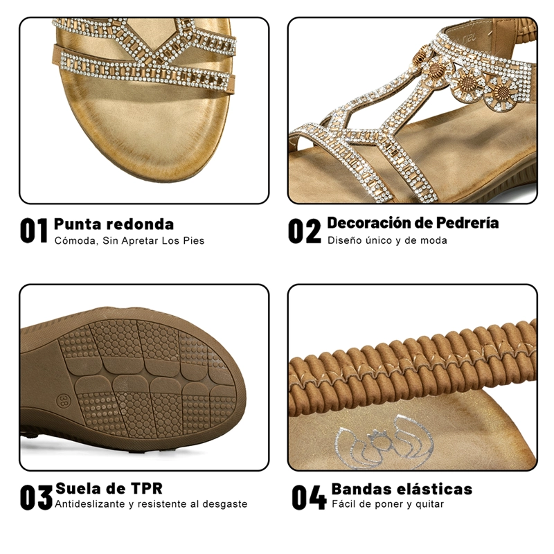 SANDALIA PLANA COMFORT PEDRERIA MUJER  WEIDE JS77 - 9