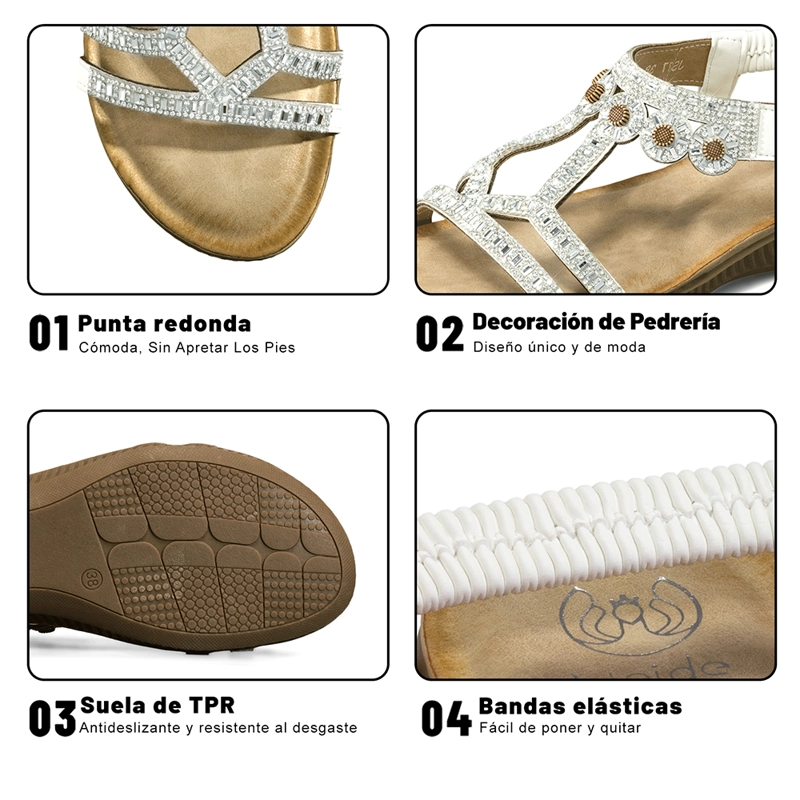 SANDALIA PLANA COMFORT PEDRERIA MUJER  WEIDE JS77 - 9