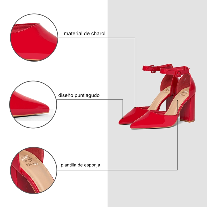 ZAPATO TACO ALTO ROJO FIESTA MUJER WEIDE GH62 - 8
