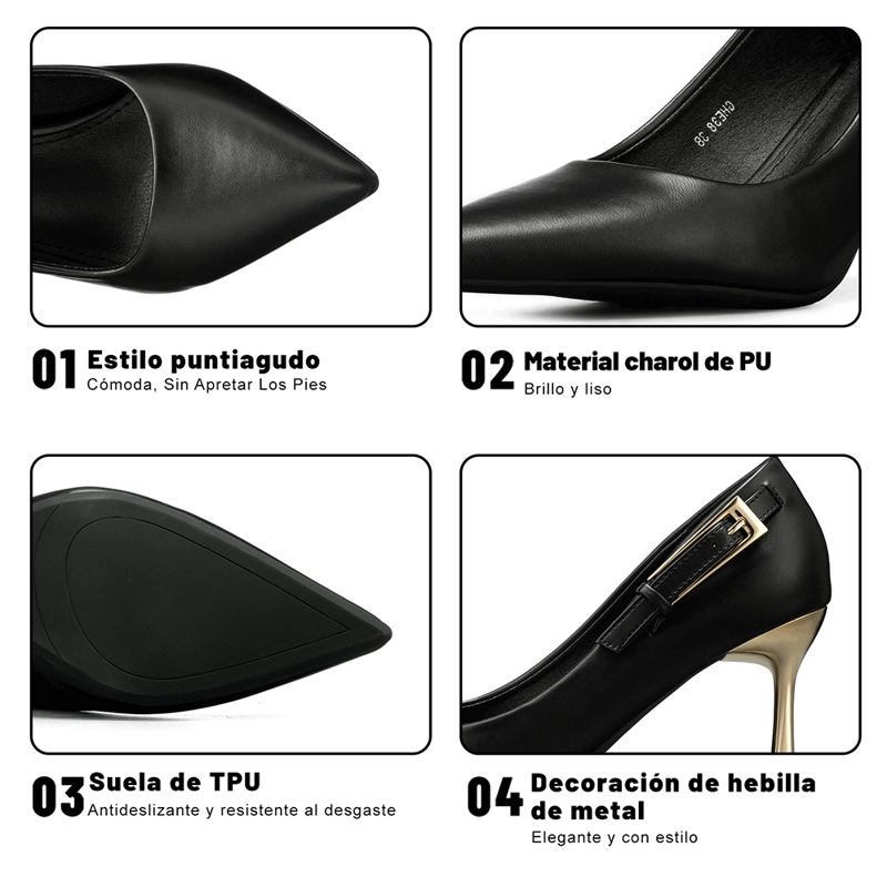 ZAPATO TACO ALTO FORMAL SIMIL CHAROL MUJER WEIDE GHE38 - 9
