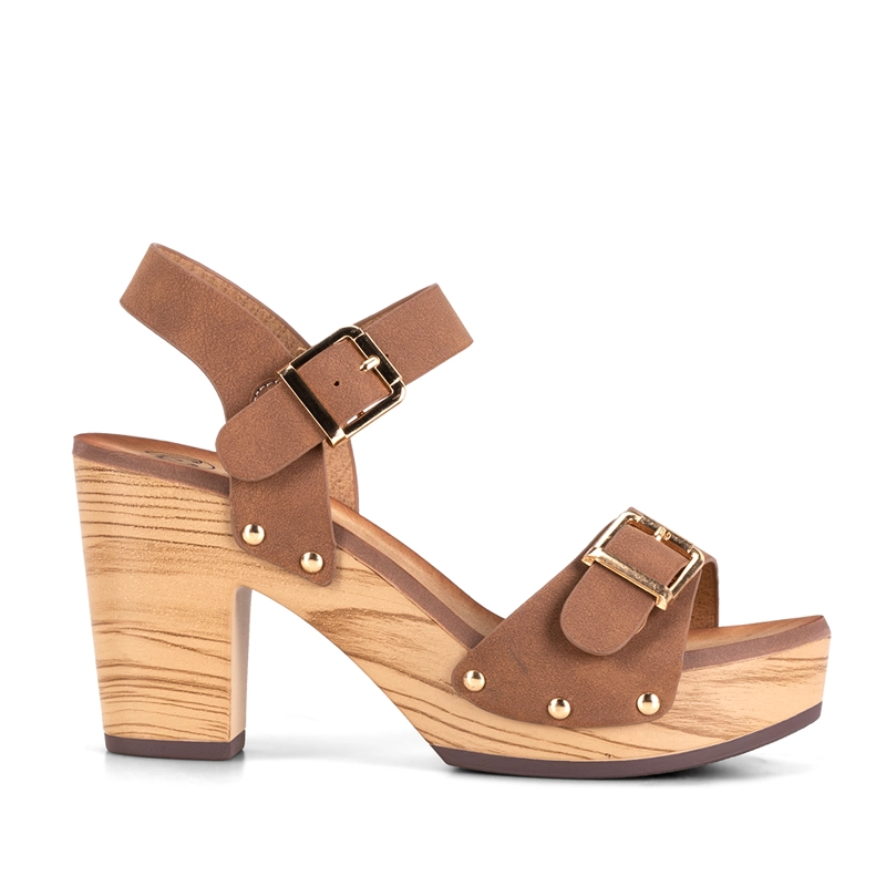 SANDALIAS TACO CASUAL CAMEL MUJER WEIDE JS58 - 1