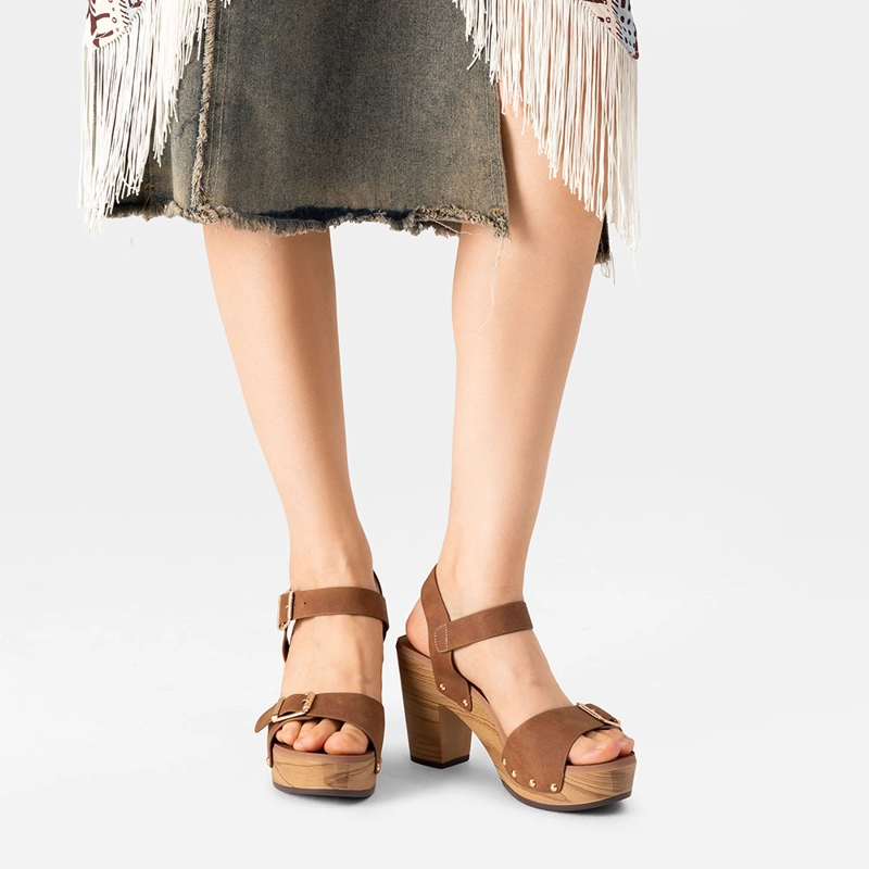SANDALIAS TACO CASUAL CAMEL MUJER WEIDE JS58 - 2