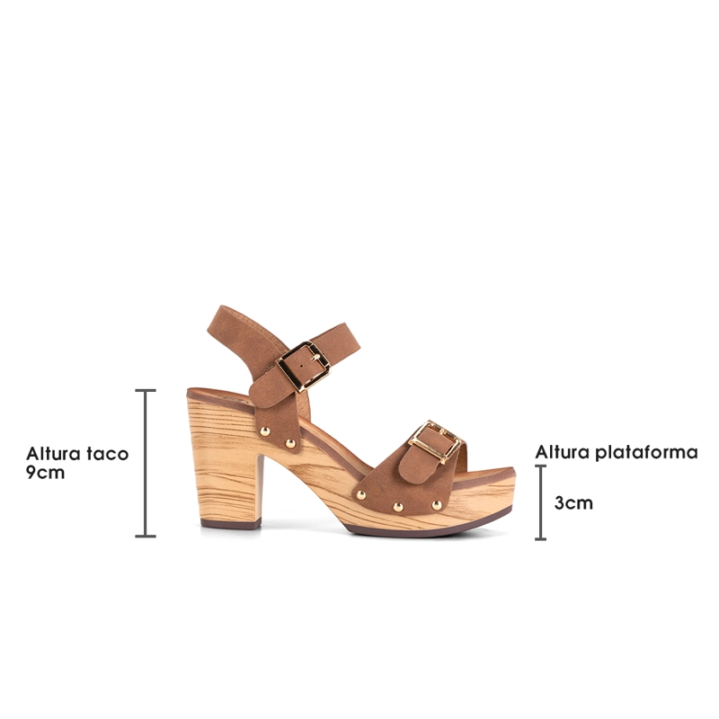 SANDALIAS TACO CASUAL CAMEL MUJER WEIDE JS58 - 7