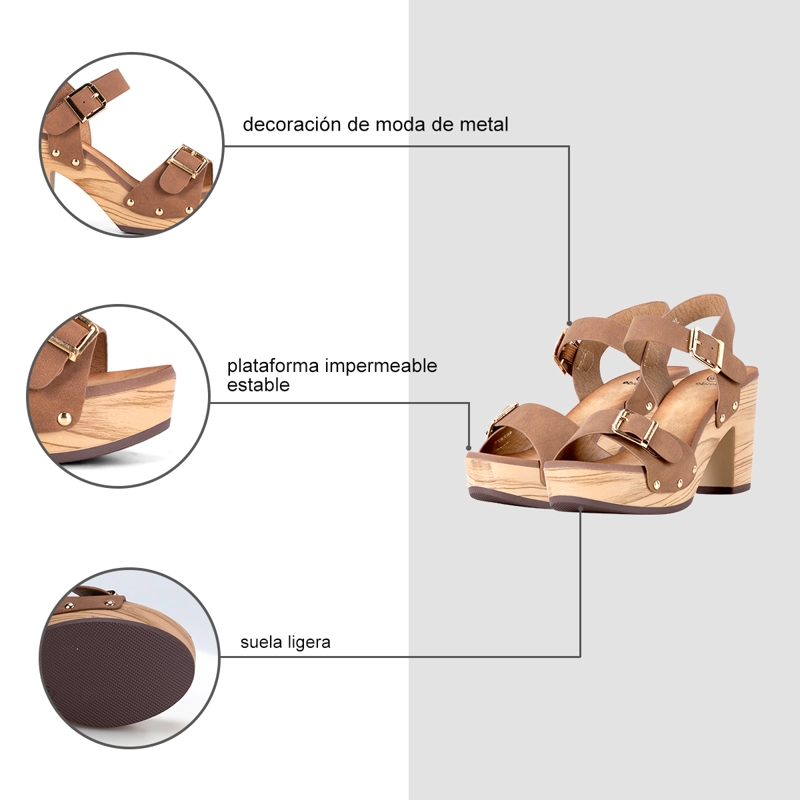 SANDALIAS TACO CASUAL CAMEL MUJER WEIDE JS58 - 8