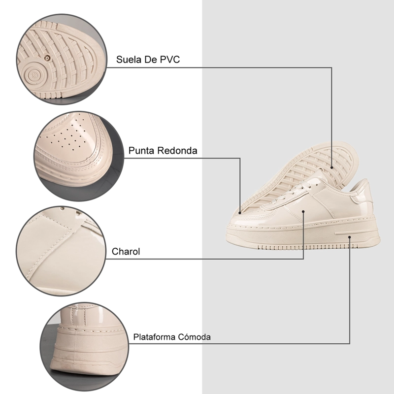 ZAPATILLA DEPORTIVA PLATAFORMA CHAROL MUJER WEIDE LT132 - 6