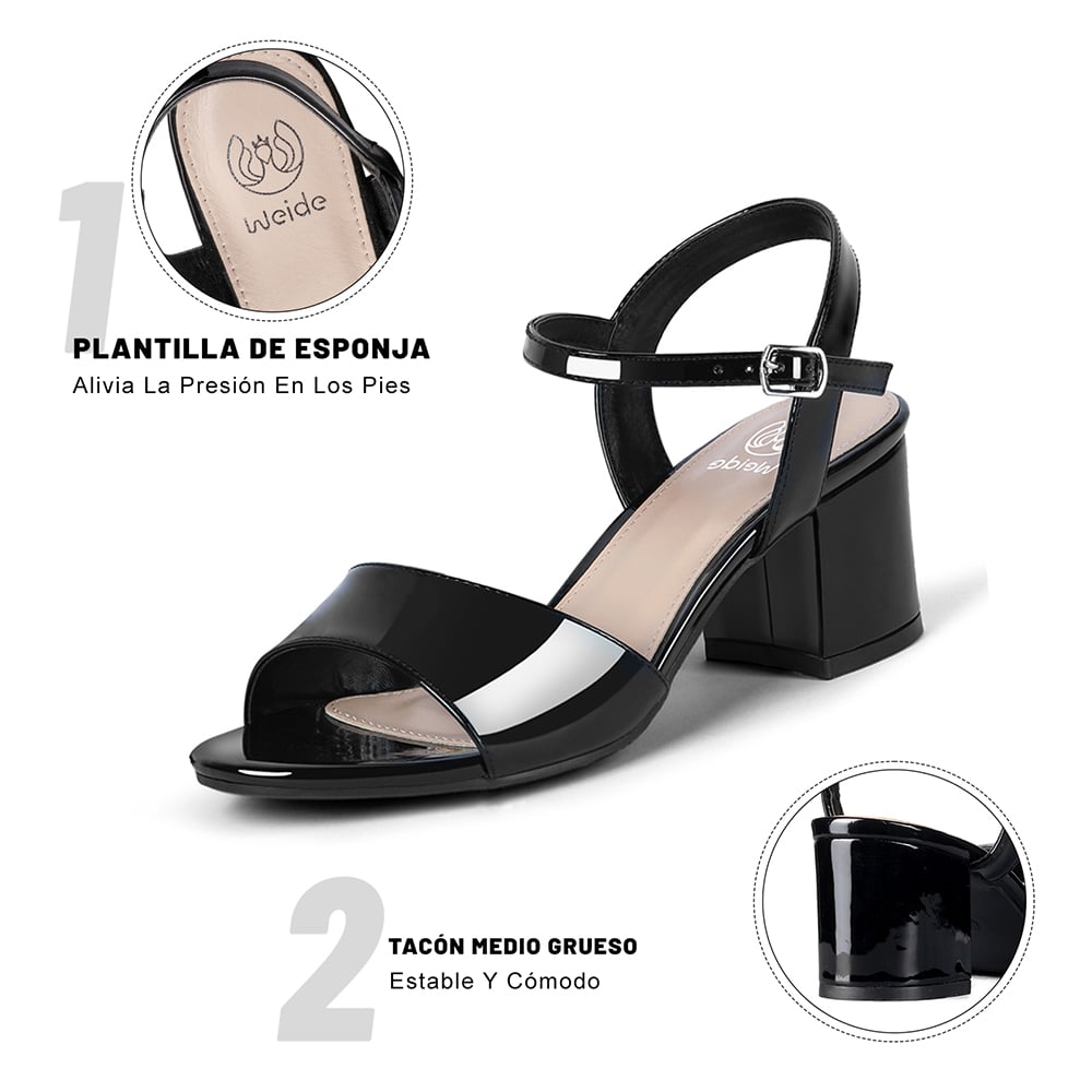 SANDALIA CASUAL TACO NEGRA MUJER WEIDE GH64 - 7
