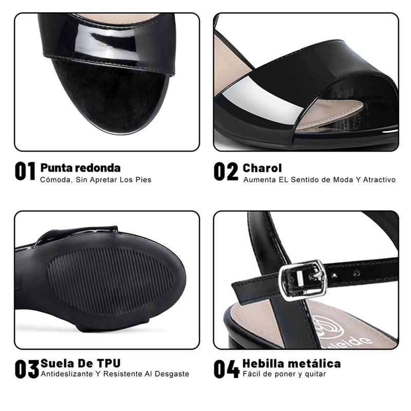SANDALIA CASUAL TACO NEGRA MUJER WEIDE GH64 - 8