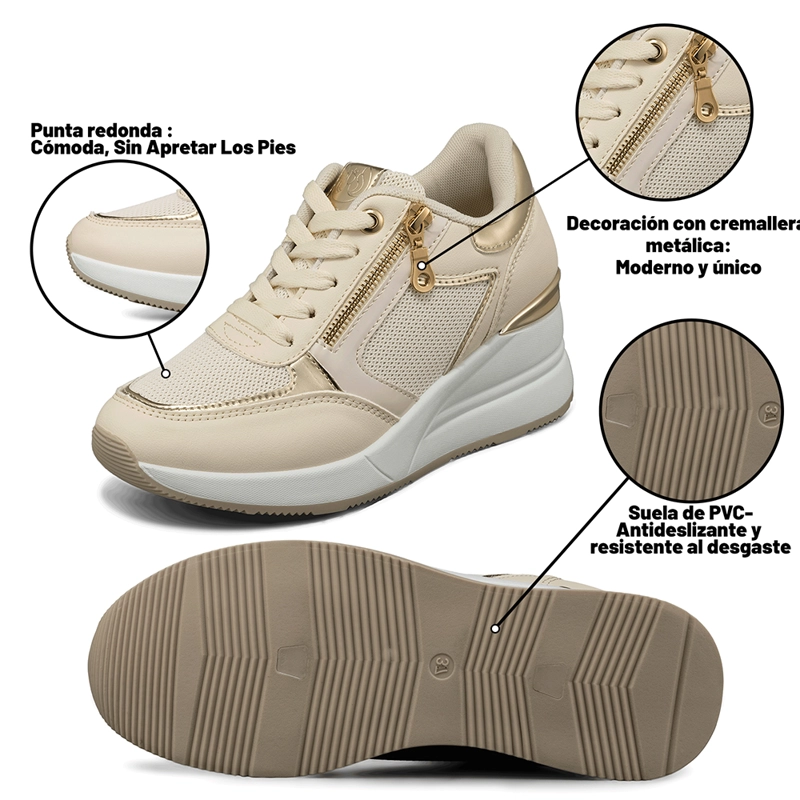 ZAPATILLA DEPORTIVA TACO CUÑA MALLA MUJER WEIDE JLL60 - 8