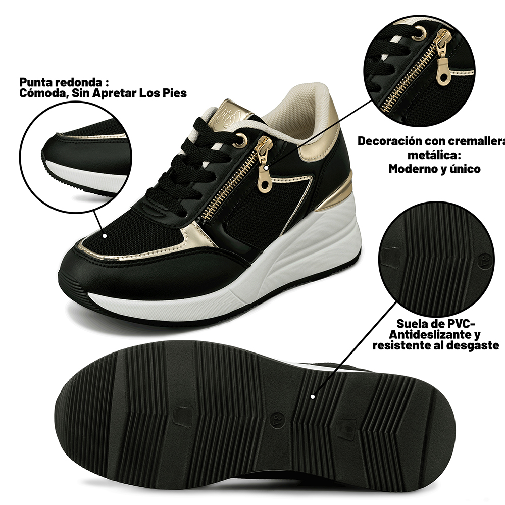 ZAPATILLA DEPORTIVA TACO CUÑA MALLA MUJER WEIDE JLL60 - 8
