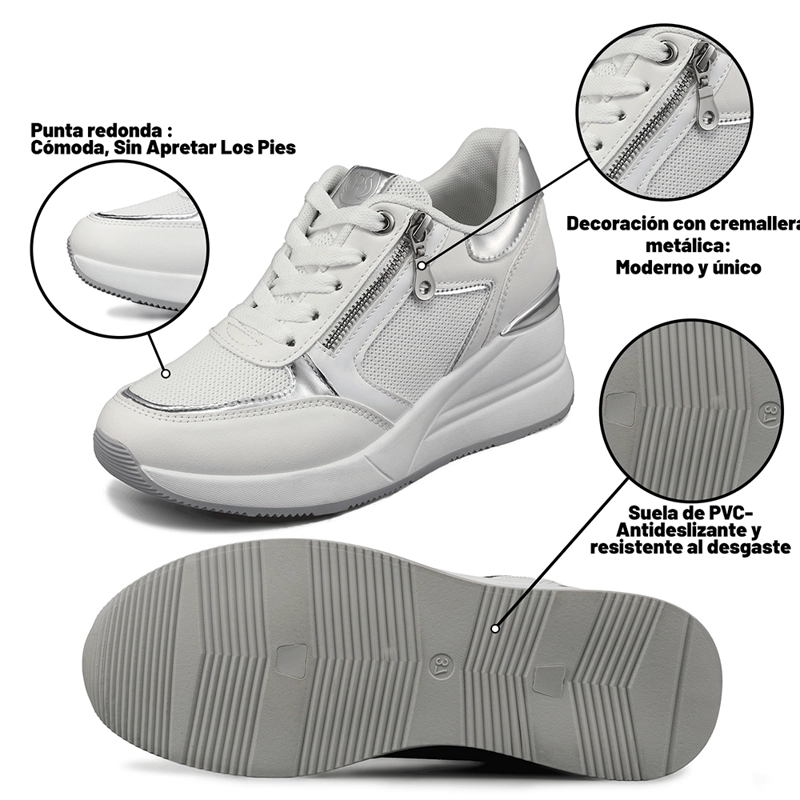 ZAPATILLA DEPORTIVA TACO CUÑA MALLA MUJER WEIDE JLL60 - 8