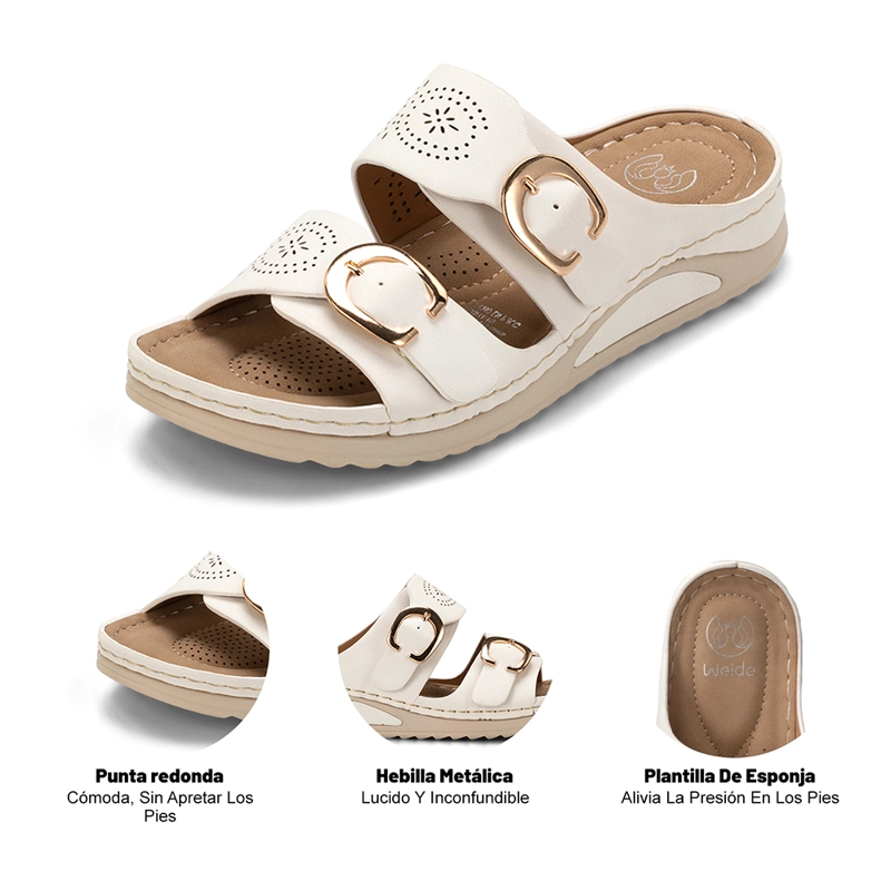 SANDALIA PLANA BLANCO CASUAL JN31 WEIDE - 6