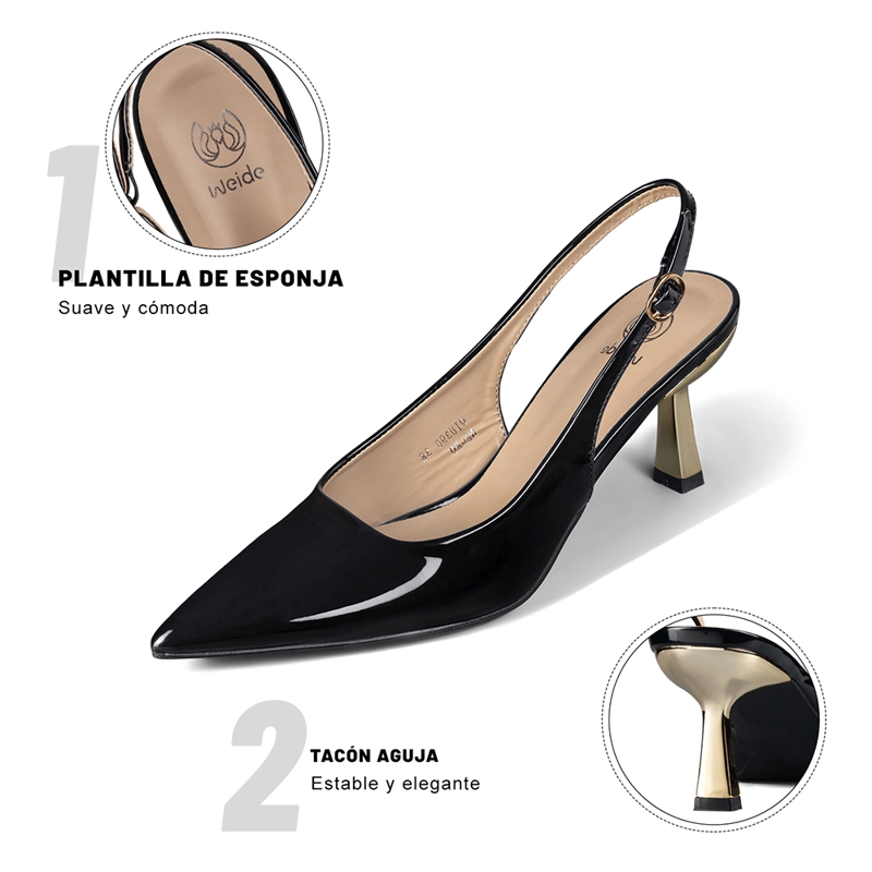ZAPATO TACO ALTO TALON ABIERTO ELEGANTE MUJER WEIDE QIU390 - 8