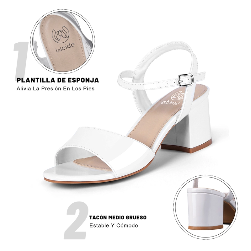 SANDALIA CASUAL TACO BLANCA MUJER WEIDE GH64 - 8