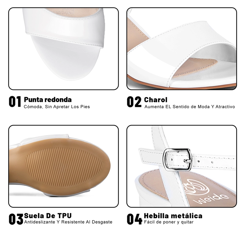 SANDALIA CASUAL TACO BLANCA MUJER WEIDE GH64 - 9