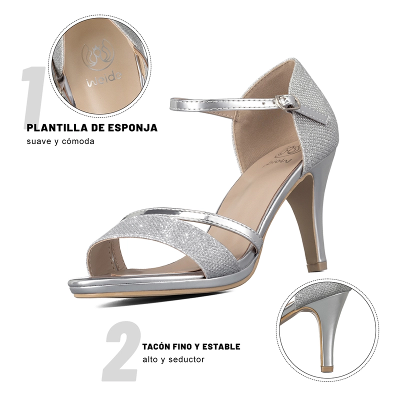 SANDALIA TACO PLATEADO FIESTA QIU285 WEIDE - 7