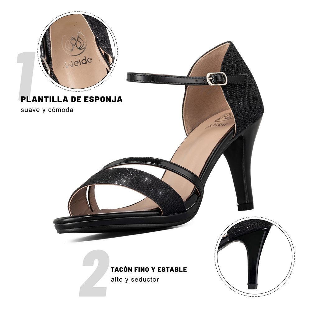 SANDALIA TACO NEGRO FIESTA QIU285 WEIDE - 7